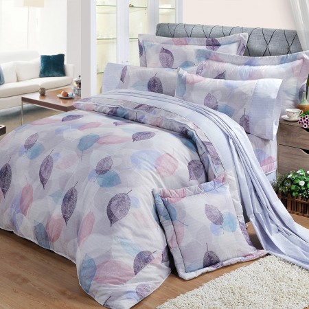 【FITNESS】精梳棉雙人七件式床罩組-日光(紫)