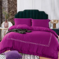 【FITNESS】60S天絲刺繡兩用被床包雙人特大四件組-夢幻紫