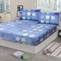 【Victoria】純棉雙人床包+枕套三件組 -藍點