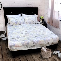 【FITNESS】精梳純棉雙人床包+枕套三件組- 霓虹鏡(藍)